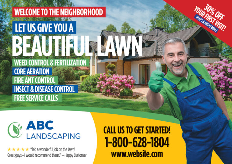 New to Town Lawn Service Postcard