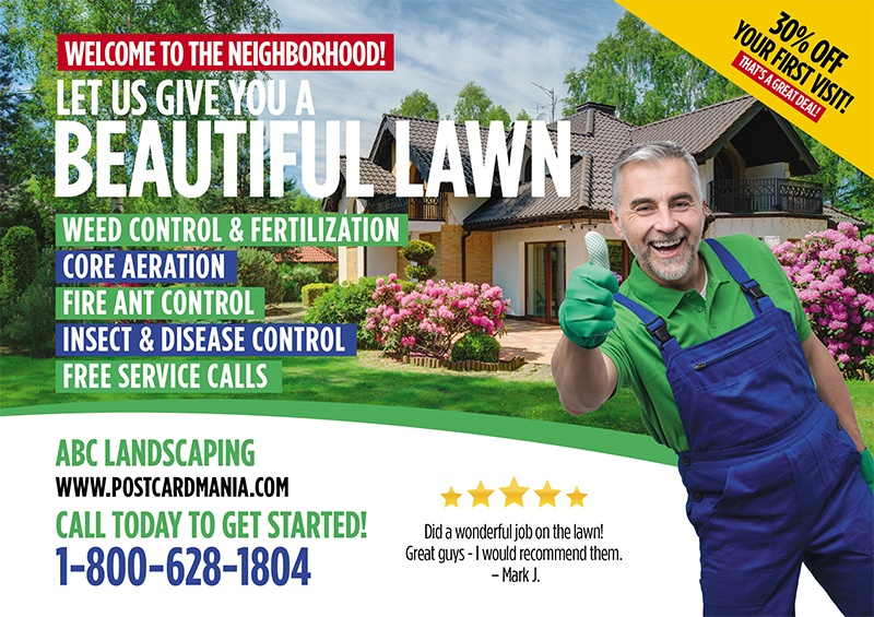 New to Town Lawn Service Postcard