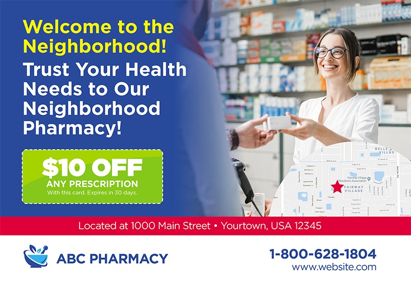 New to Town Pharmacy Postcard