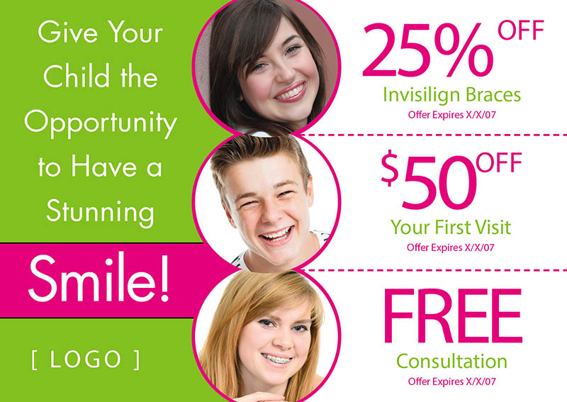 Orthodontic Dentist Marketing Postcard With Special Offers