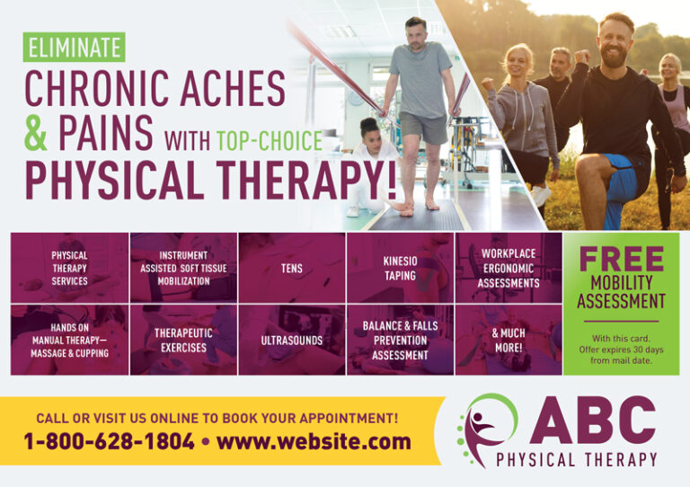 Physical Therapist Advertising Post Card Example