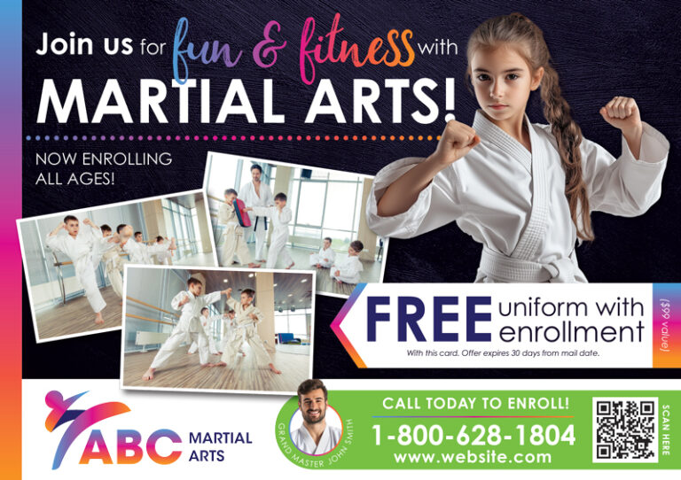 Postcard Example For Martial Arts School
