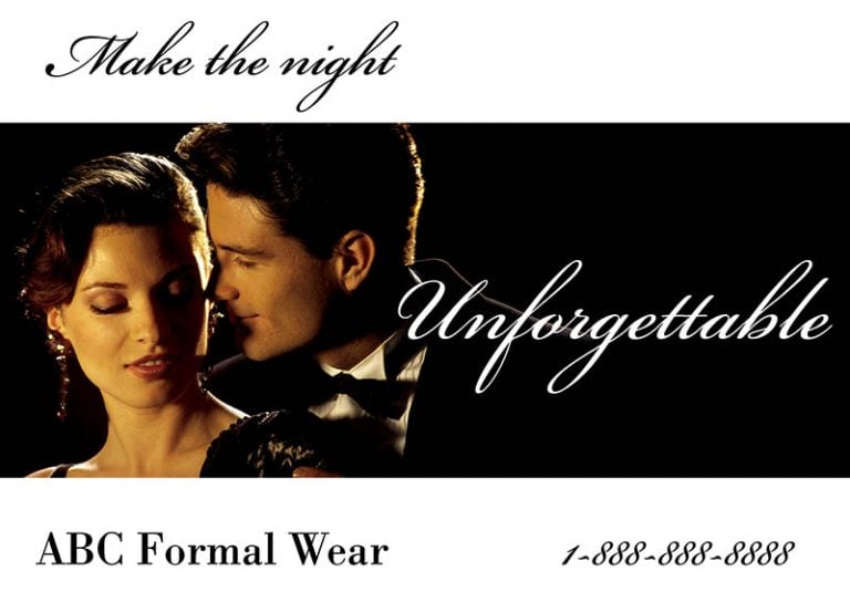 Prom Formalwear Marketing Postcard For Lead Generation