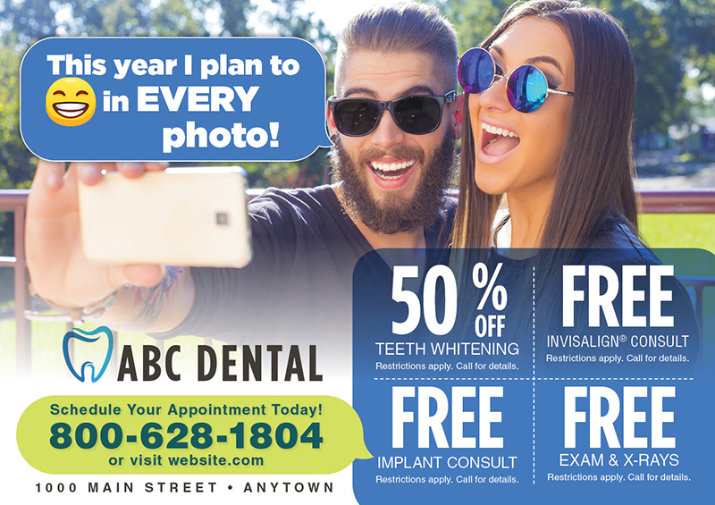 Smiling Couple Selfie Dental Postcard