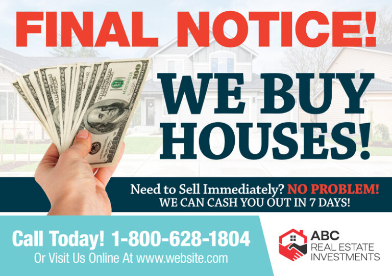 We Buy Houses Cash Postcards