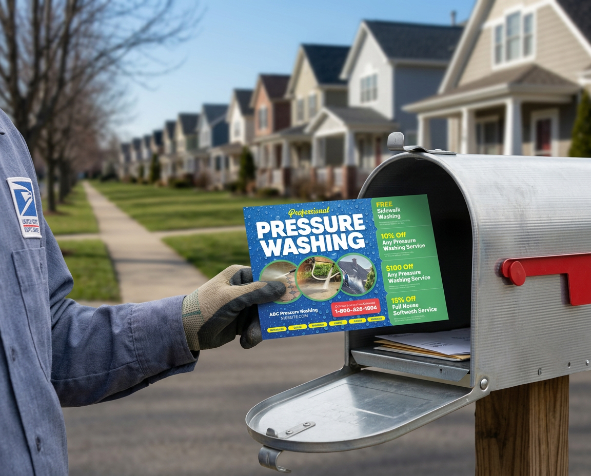 Direct mail prospect follow-up postcard delivered to a residential mailbox.