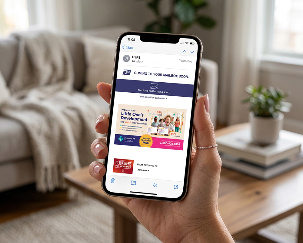 USPS digital mail preview displayed on a mobile phone