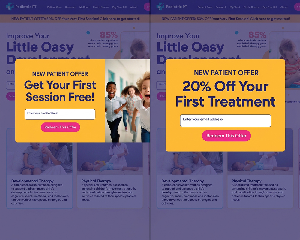 A/B testing of automated lead-capture pop-up offers