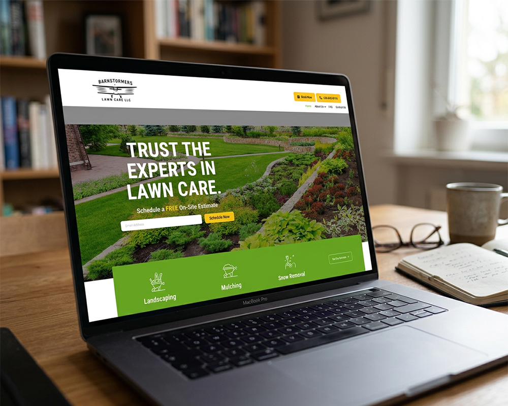 Lawn care landing page design services example