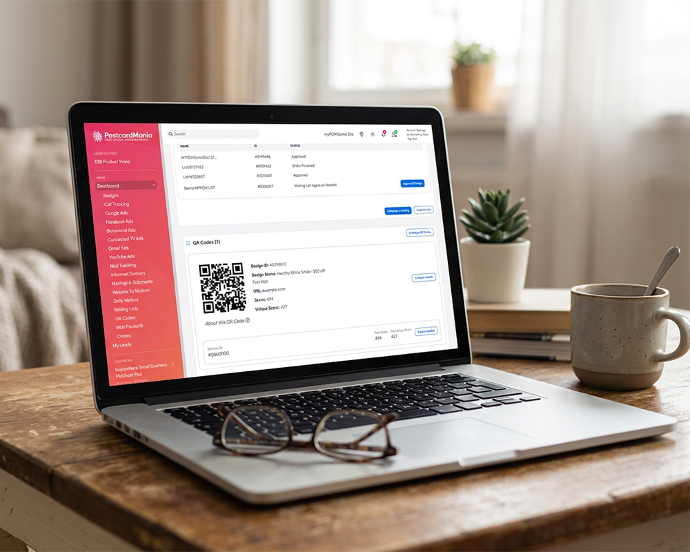 QR code postcard tracking dashboard