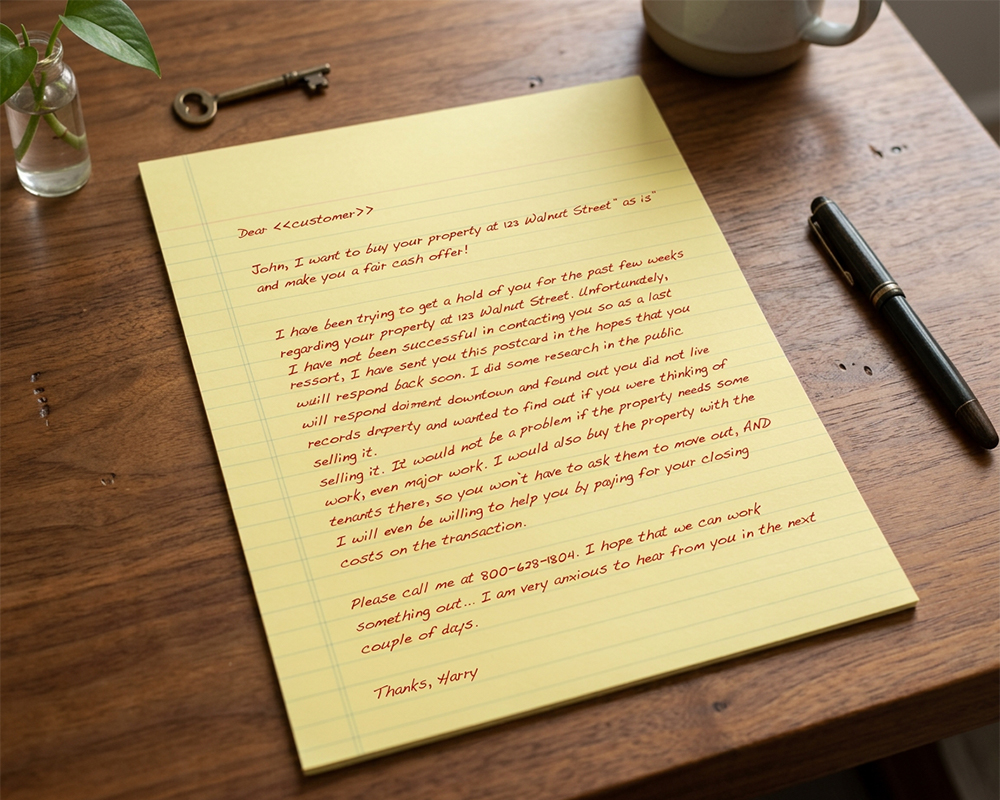 Yellow Letter Example on Table