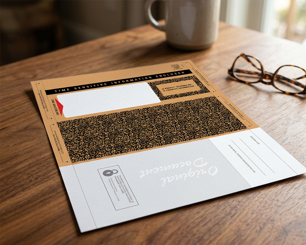 Snap apart mailer on table