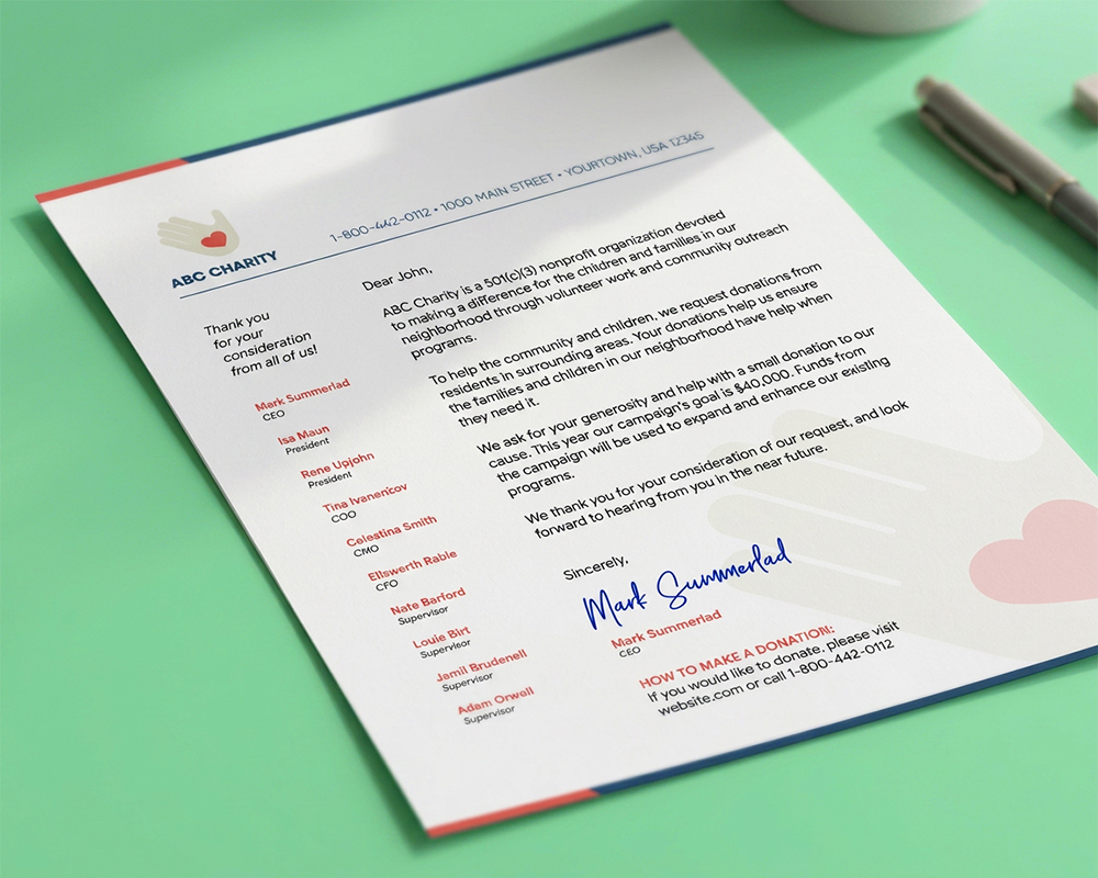 Direct mail letter example