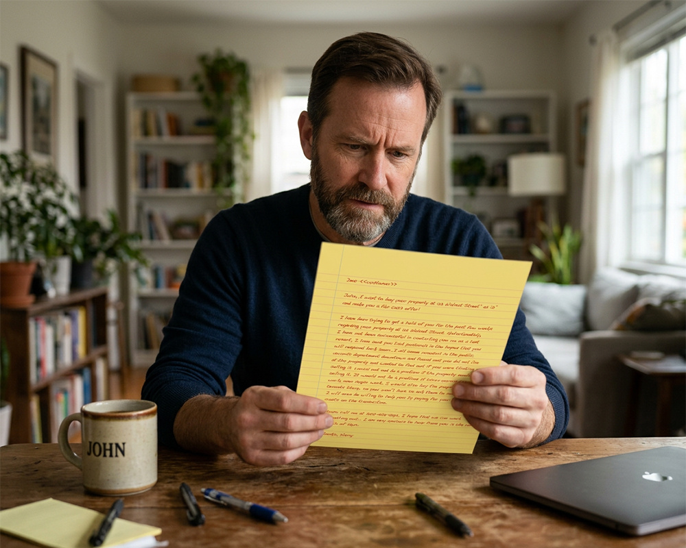 Man Holding Yellow Letter