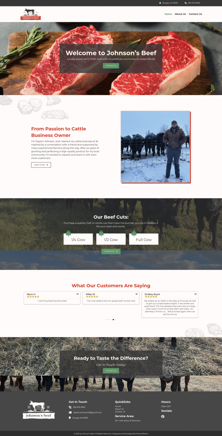 johnsonbeefs.com website preview