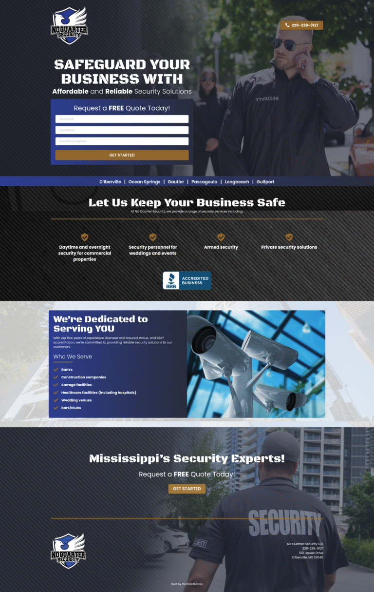 noquartersecurity.com website preview